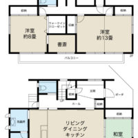 広いLDKを中心として、各居室に収納も充実しています。２階の洋室は２部屋にセパレート可能です。