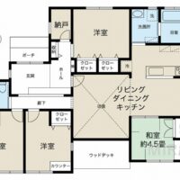 使いやすい平屋4LDKの間取り。収納も充実しています