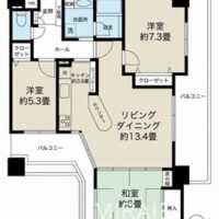 三面バルコニーで開放感のある3LDK(間取) 三面バルコニーで開放感のある3LDK(間取)